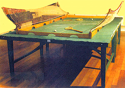 The “great-grandfather” of the modern table tennis table: table with nets for the Gossima. The second half of the 19th century. Source: http://ttfr.ru 