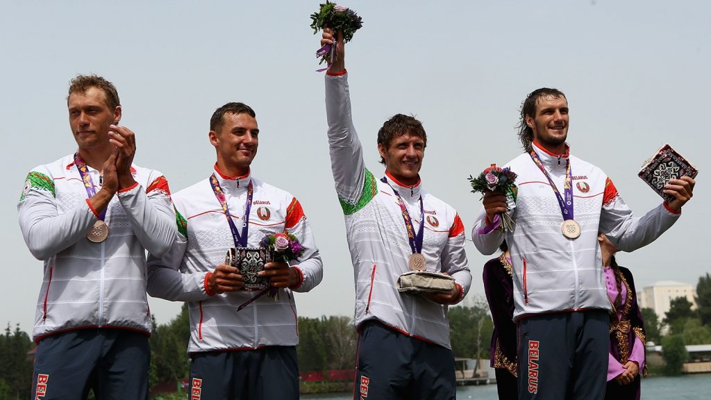 From left to right: Roman Petrushenko, Pavel Medvedev, Oleg Yurenya, Vitaly Belko, the bronze medalists of the First European Games. http://www.baku2015.com