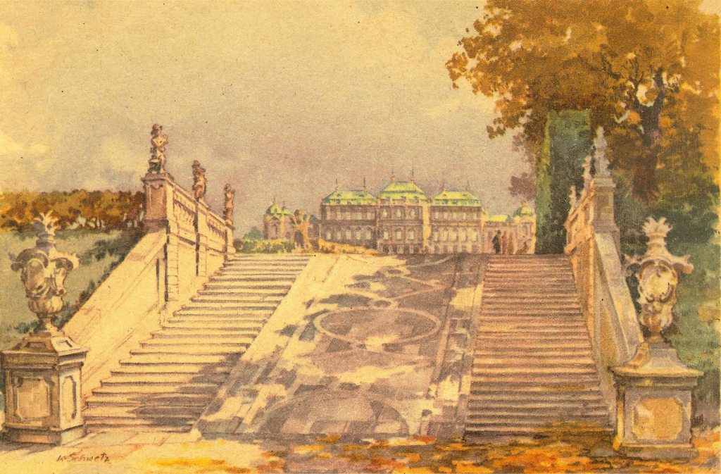 Belvedere Palace in Vienna by K. Shvets.  1940s