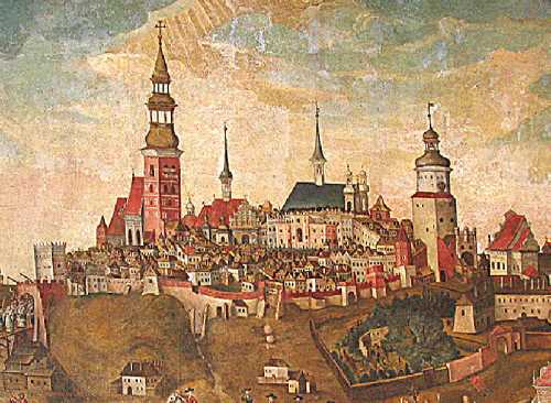 Lublin in the early 18th century. The cityscape by unknown artist in the Dominican Church