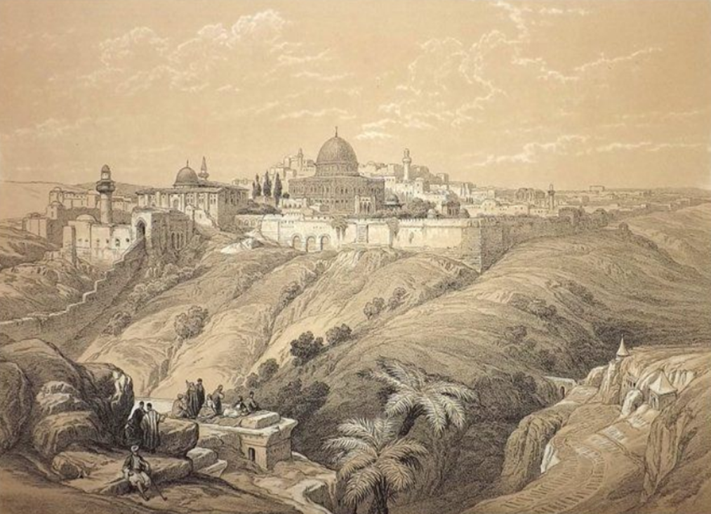 Antique lithograph "Holy Land" by D. Roberts, L. Haghe, J. Crowley. 1855