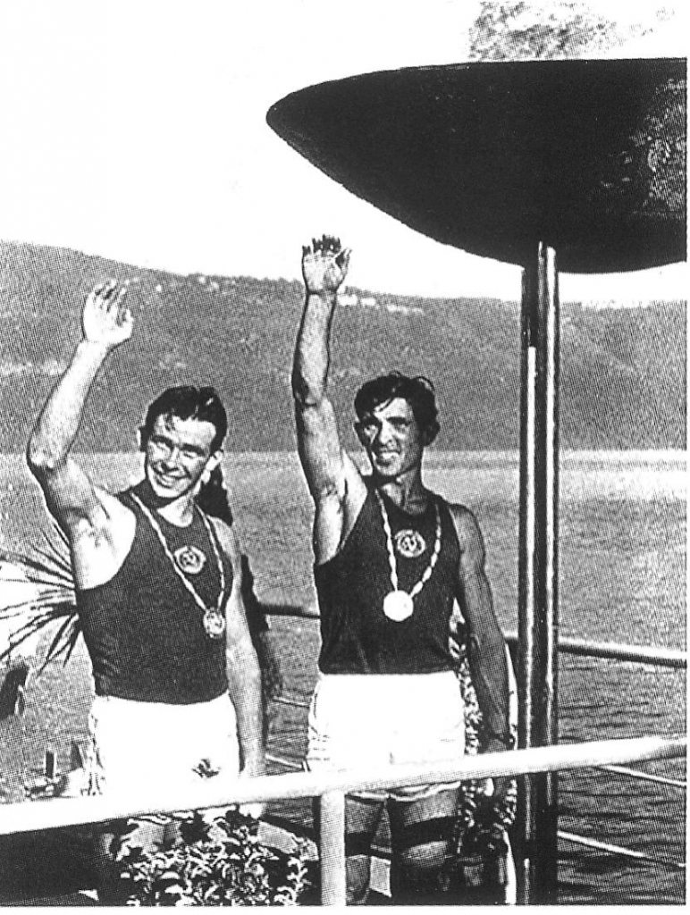 Olympic champions Sergey Makarenko  and Leonid Geishtor  (1960). Book Гребля на байдарках и каноэ в Республике Беларусь