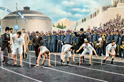100m sprint start: Thomas Burke is second from left side  http://sportwiki.to