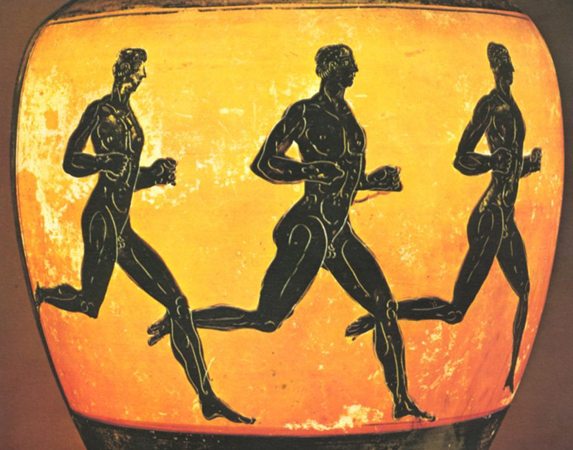 Runner in dolichos. Painted Panathenaic amphora. 333 BC  https://megabook.ru